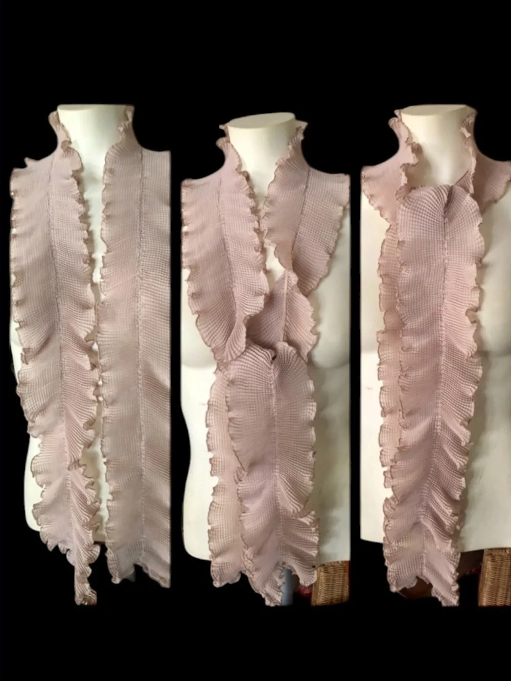 Vintage Beige Ruffle Scarf